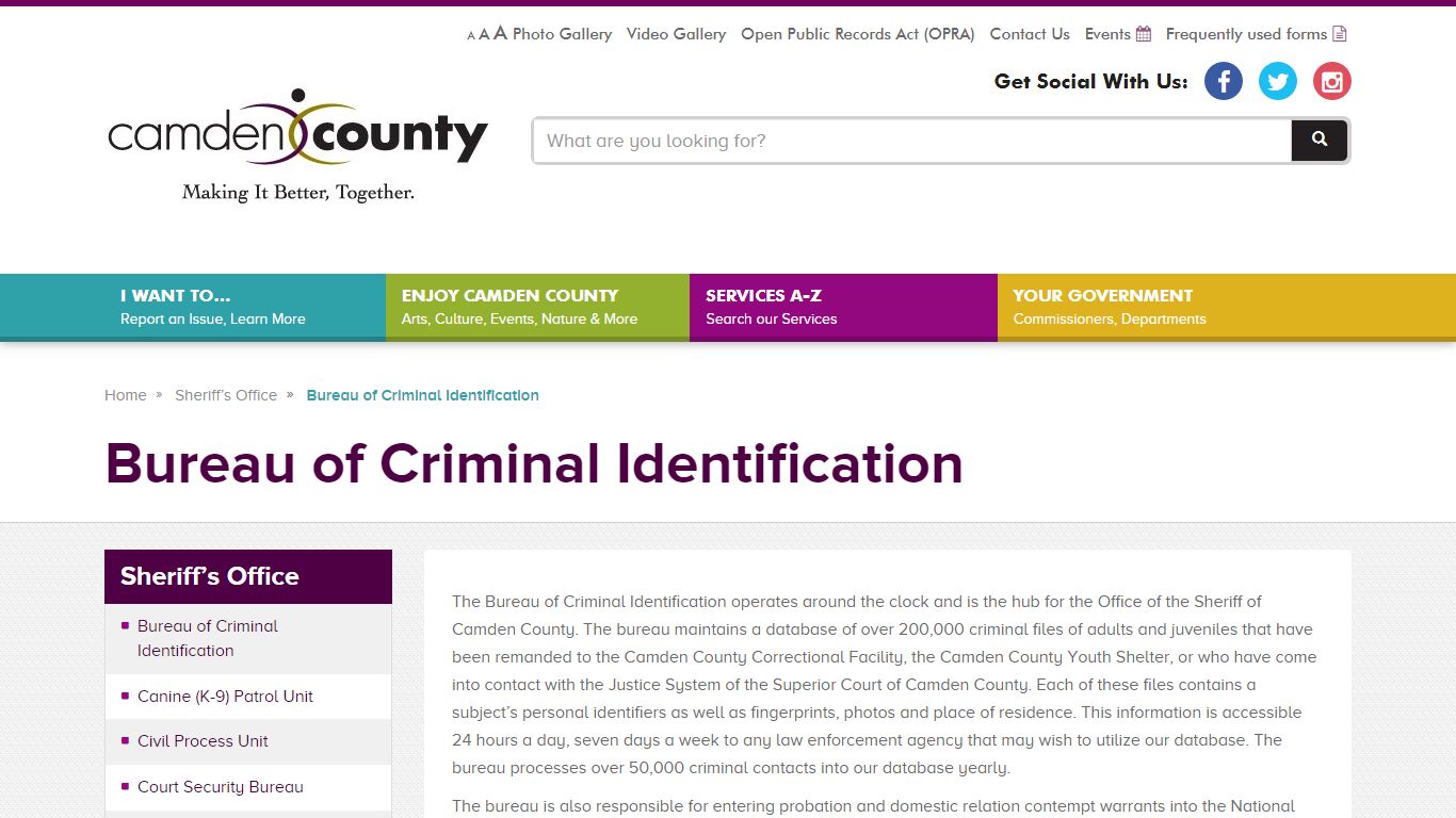 Bureau of Criminal Identification | Camden County, NJ